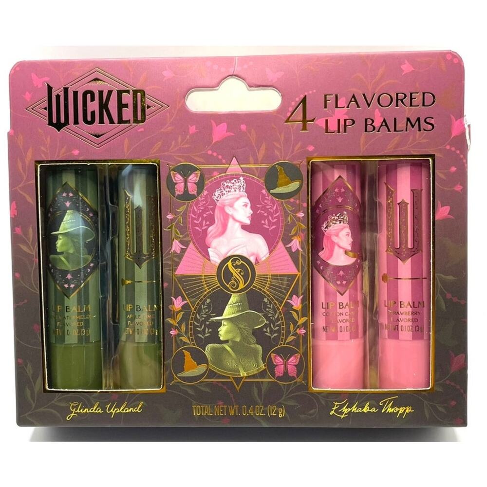 Wicked For Good Glinda Elphaba Green Pink Lip Balm Set Glam Cutecore Whimsy Gift